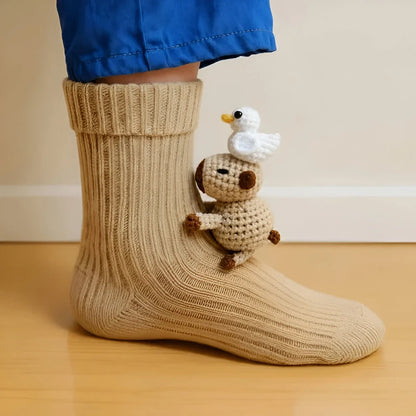 Plush House Socks Animal Design Non-Slip Sole Warm Lining