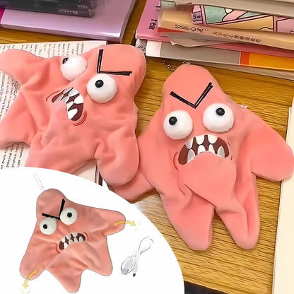 Plush Keychain Angry Starfish Face Ball Chain Attachment