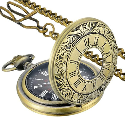 Pocket Watch Roman Numeral Dial Quartz Movement With Chain