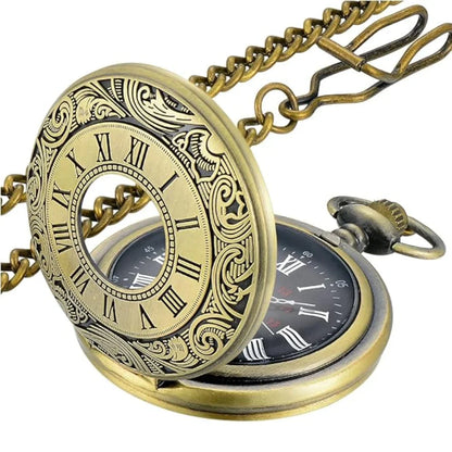 Pocket Watch Roman Numeral Dial Quartz Movement With Chain