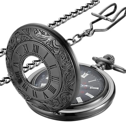 Pocket Watch Roman Numeral Dial Quartz Movement With Chain