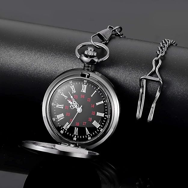 Pocket Watch Roman Numeral Dial Quartz Movement With Chain