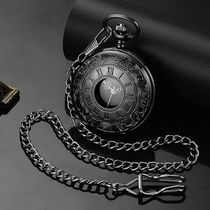 Pocket Watch Roman Numeral Dial Quartz Movement With Chain