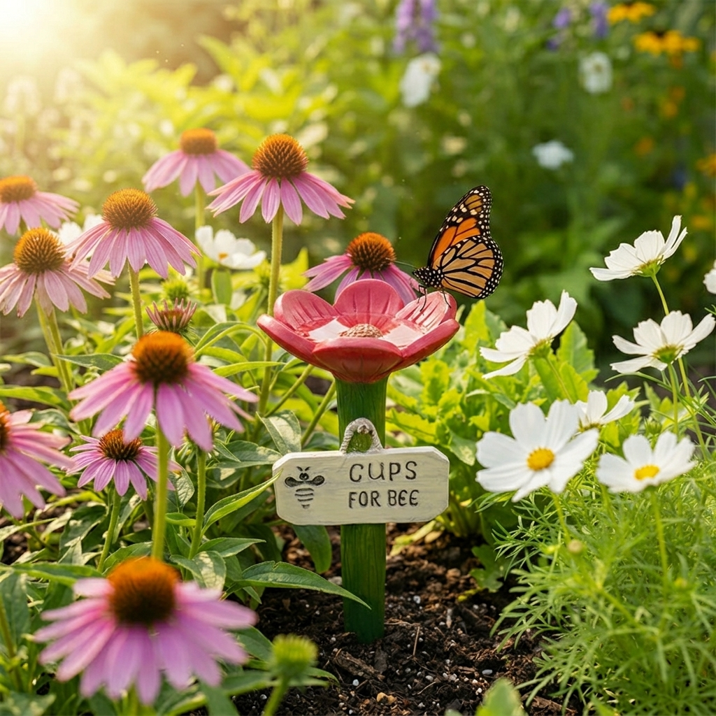 Pollinator Waterer Shallow Textured Dish & Weather-Resistant Resin
