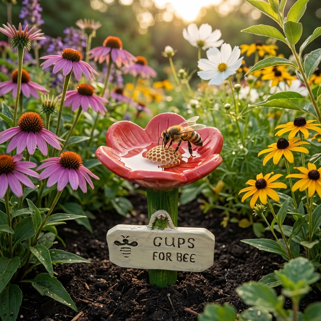 Pollinator Waterer Shallow Textured Dish & Weather-Resistant Resin