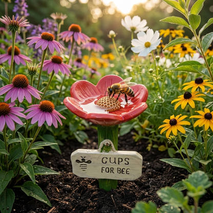 Pollinator Waterer Shallow Textured Dish & Weather-Resistant Resin
