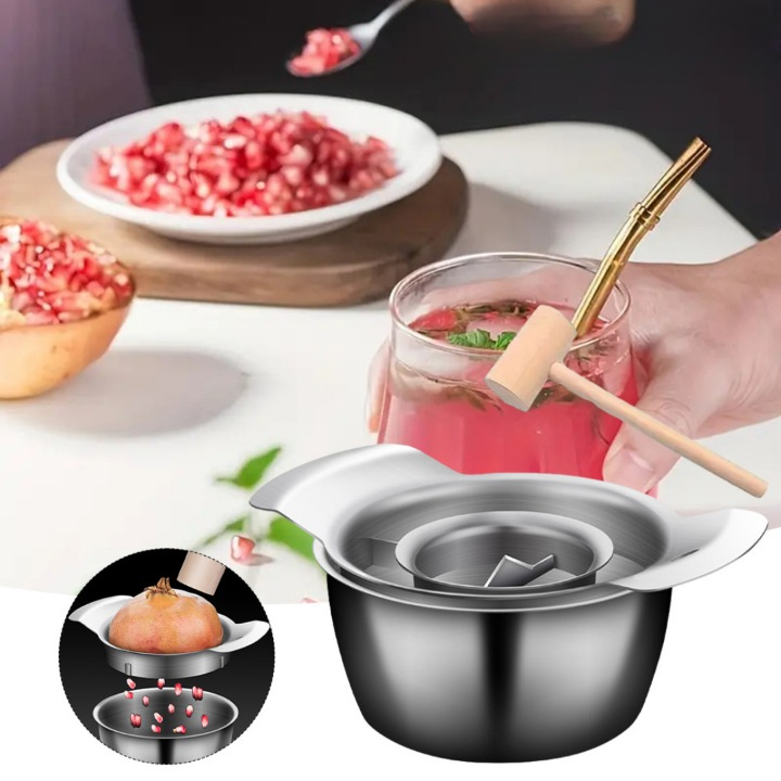 Pomegranate Deseeder Stainless Steel Integrated Bowl & Non-Slip Base