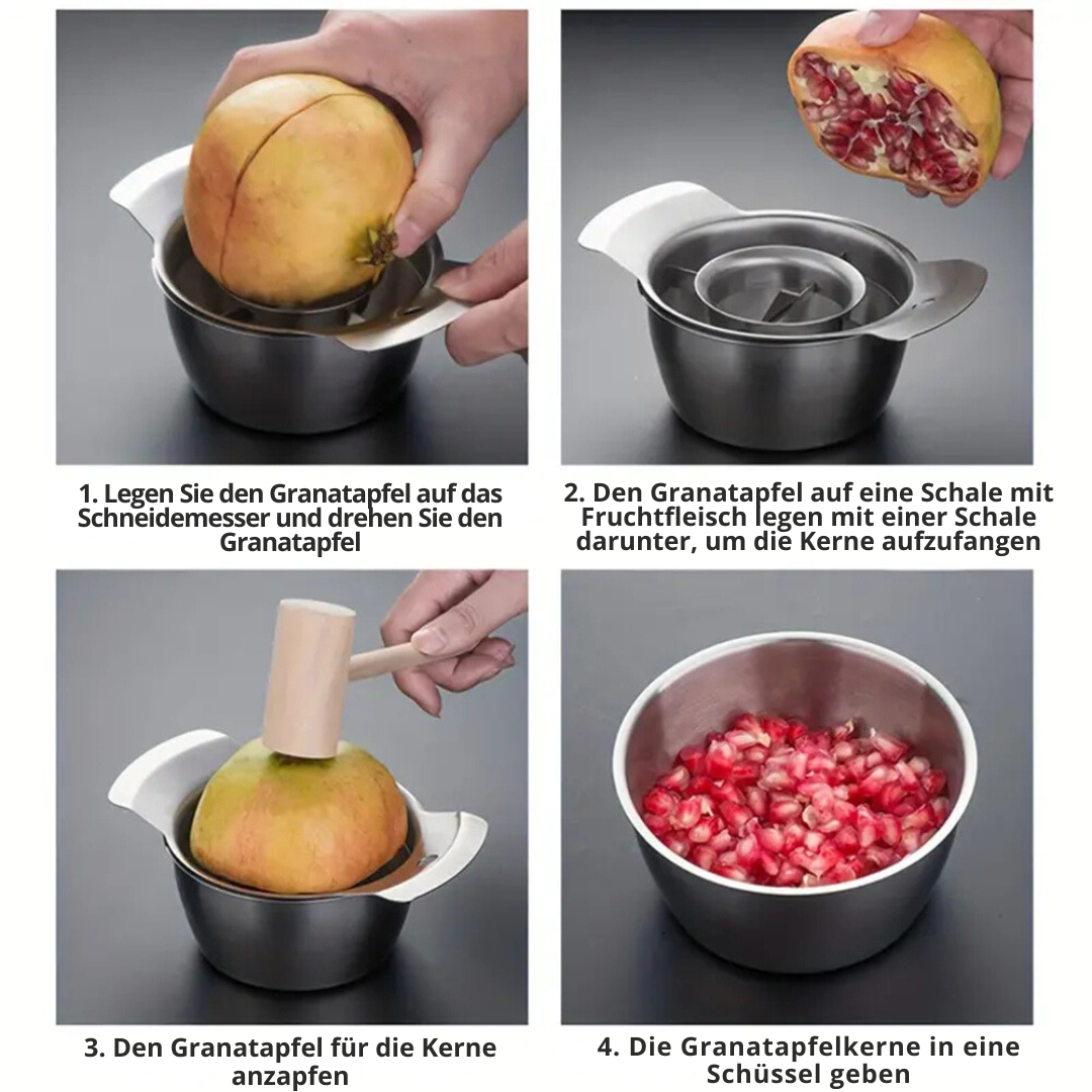 Pomegranate Deseeder Stainless Steel Integrated Bowl & Non-Slip Base