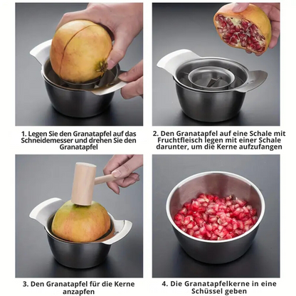 Pomegranate Deseeder Stainless Steel Integrated Bowl & Non-Slip Base