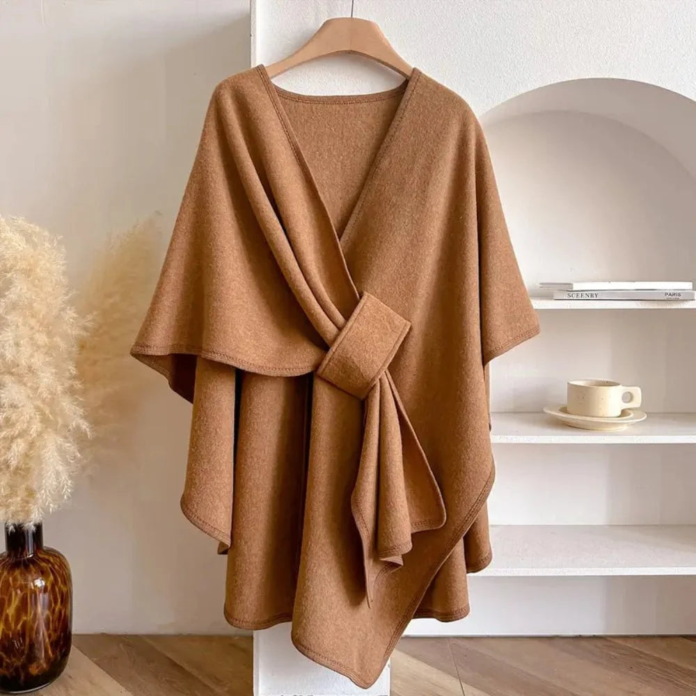 Poncho Coat Wool Blend 3-Way Wear