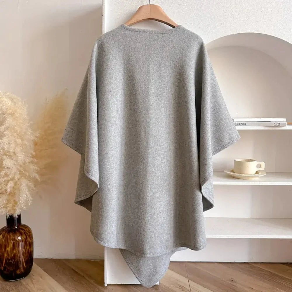 Poncho Coat Wool Blend 3-Way Wear