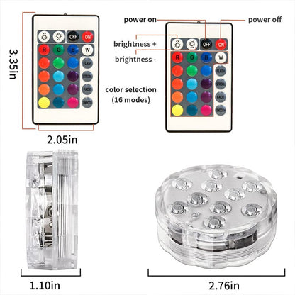 Pool Lights IP68 Waterproof RGB & Remote Battery-Powered