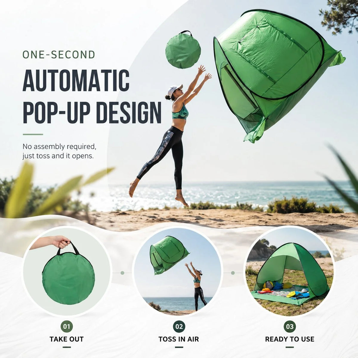 Pop-Up Beach Tent UV Blocking Mesh Ventilation