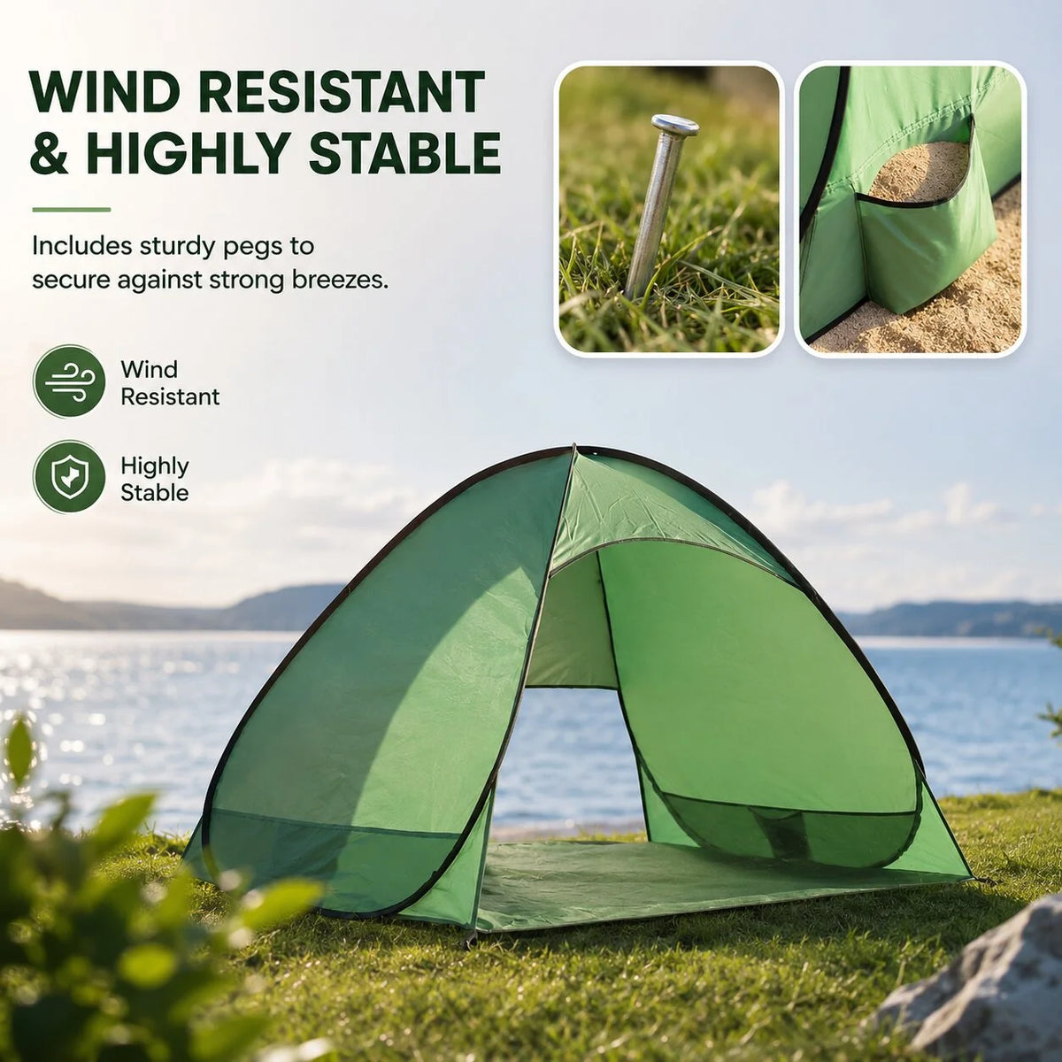 Pop-Up Beach Tent UV Blocking Mesh Ventilation