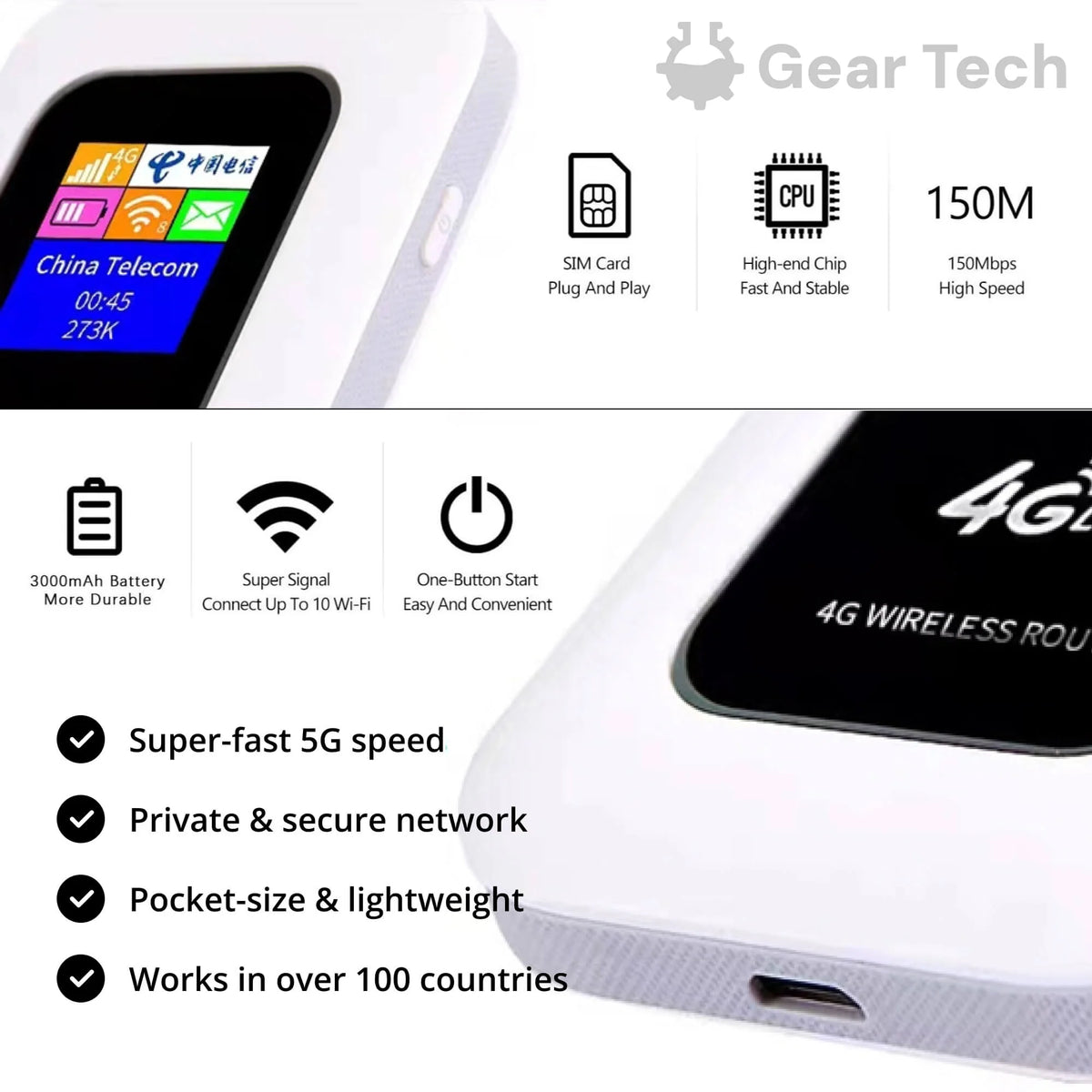 Portable 5G Wi-Fi Router for Fast, Secure Connections at Home and On the Go