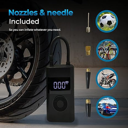 Portable Air Compressor Rechargeable Digital LCD Auto Shut-Off