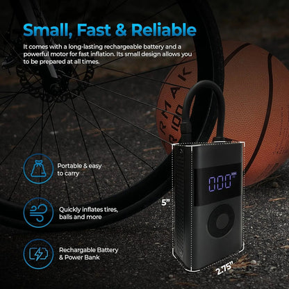 Portable Air Compressor Rechargeable Digital LCD Auto Shut-Off