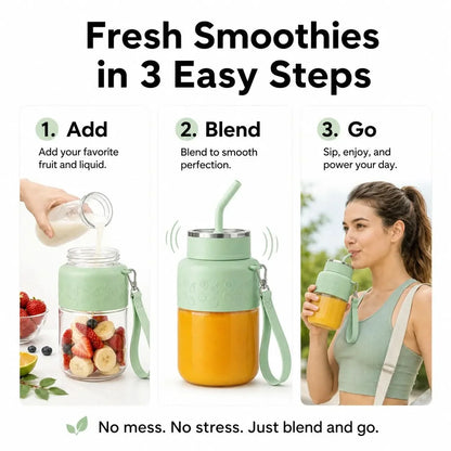 Portable Blender 10-Blade Stainless Steel USB Rechargeable