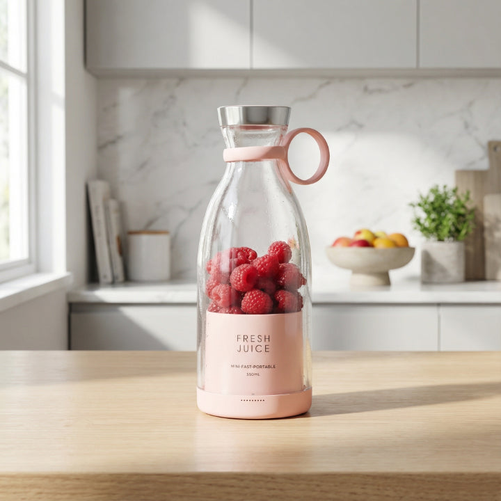 Portable Blender Glass Bottle Stainless Steel Blades USB Rechargeable