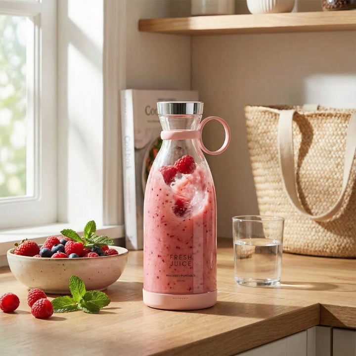 Portable Blender Glass Bottle Stainless Steel Blades USB Rechargeable