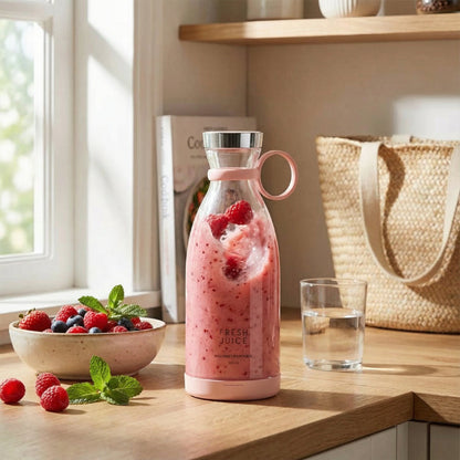 Portable Blender Glass Bottle Stainless Steel Blades USB Rechargeable