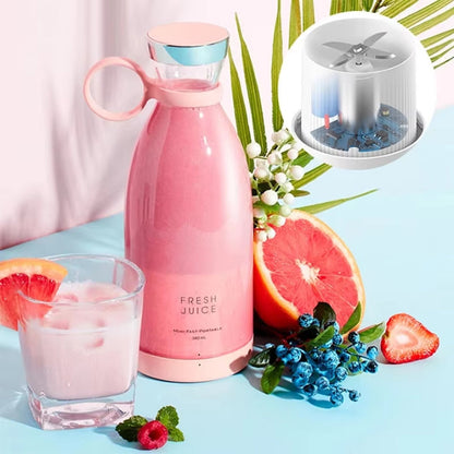 Portable Blender Glass Bottle Stainless Steel Blades USB Rechargeable