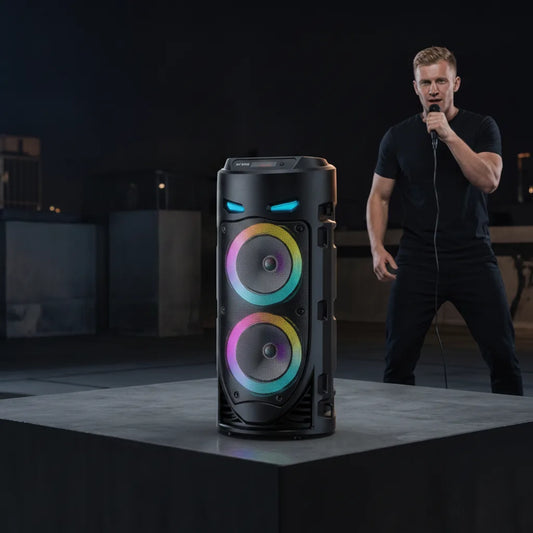 Portable Bluetooth Speaker 16W RGB Music-Sync Mic & Remote