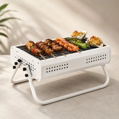 Portable Charcoal Grill Folding Handles & Perforated Sides