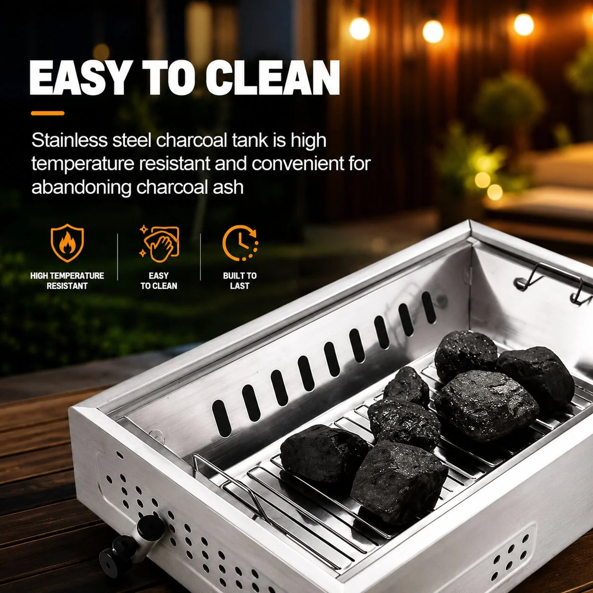 Portable Charcoal Grill Folding Handles & Perforated Sides