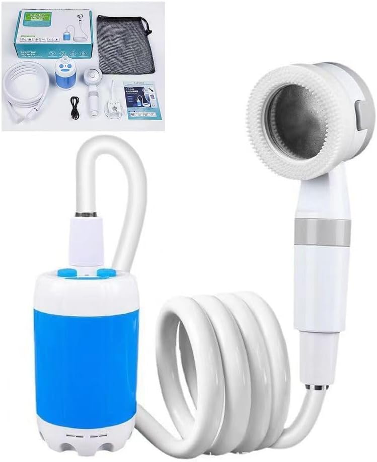 Portable Outdoor Shower USB-Rechargeable Adjustable Spray & Shut-Off Valve