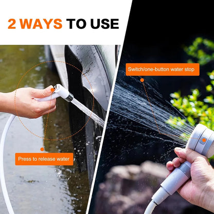 Portable Outdoor Shower USB-Rechargeable Adjustable Spray & Shut-Off Valve