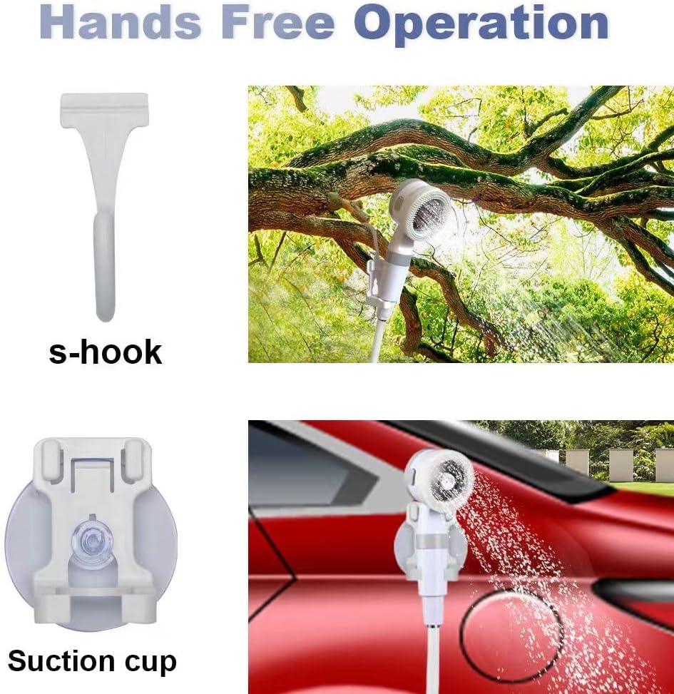 Portable Outdoor Shower USB-Rechargeable Adjustable Spray & Shut-Off Valve