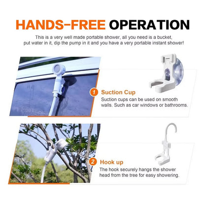 Portable Outdoor Shower USB-Rechargeable Adjustable Spray & Shut-Off Valve