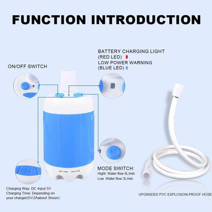 Portable Outdoor Shower USB-Rechargeable Adjustable Spray & Shut-Off Valve