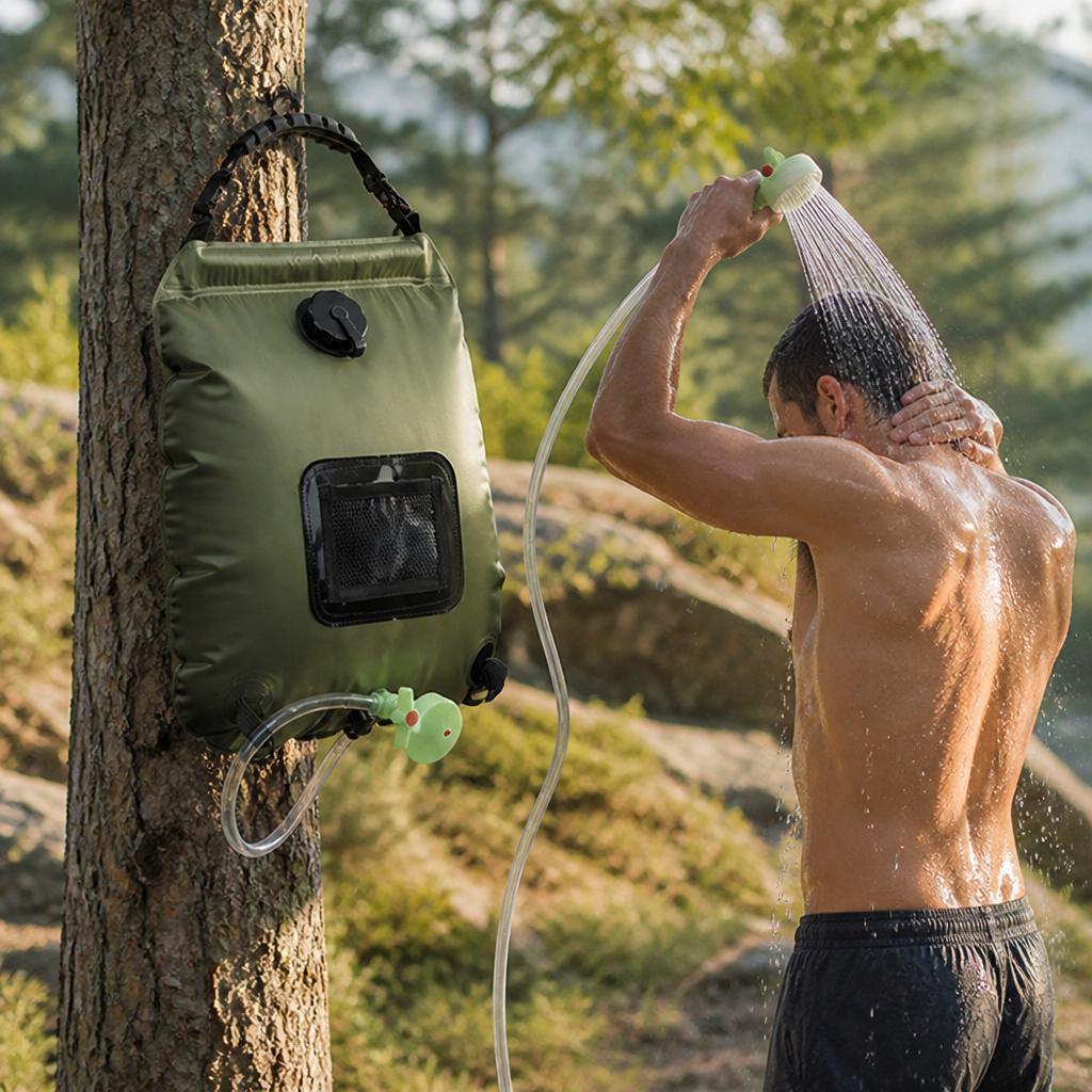 Portable Solar-Heated Outdoor Shower Bag (20L, Includes Hose & Shower Head)
