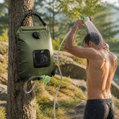 Portable Solar-Heated Outdoor Shower Bag (20L, Includes Hose & Shower Head)