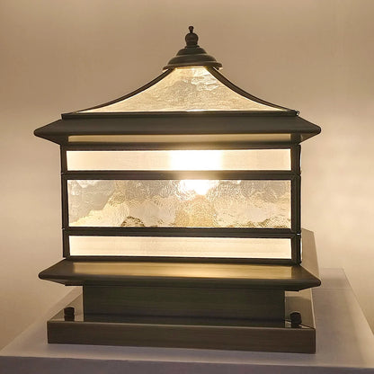 Post Light Solar or Hardwired Brass Clear Glass