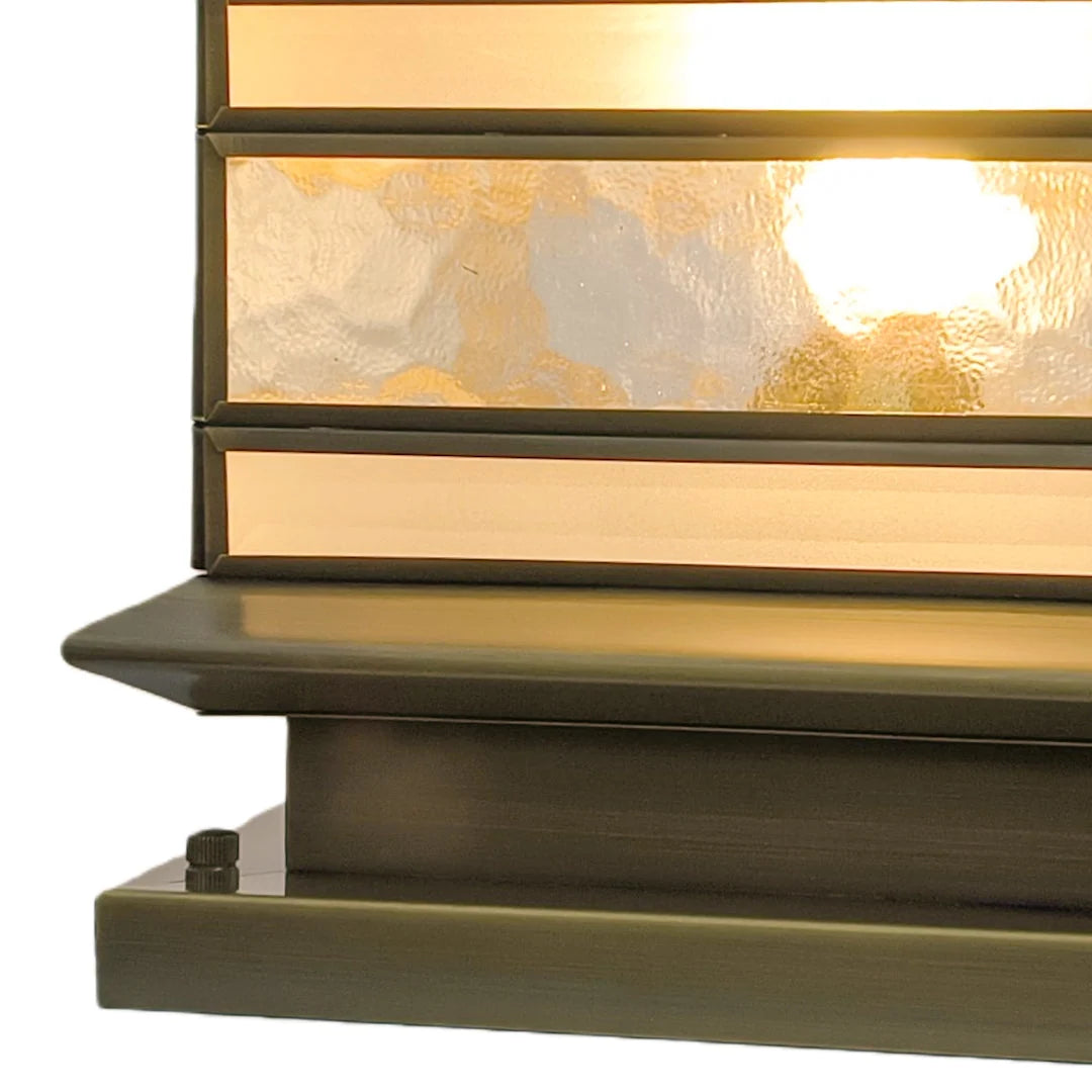 Post Light Solar or Hardwired Brass Clear Glass