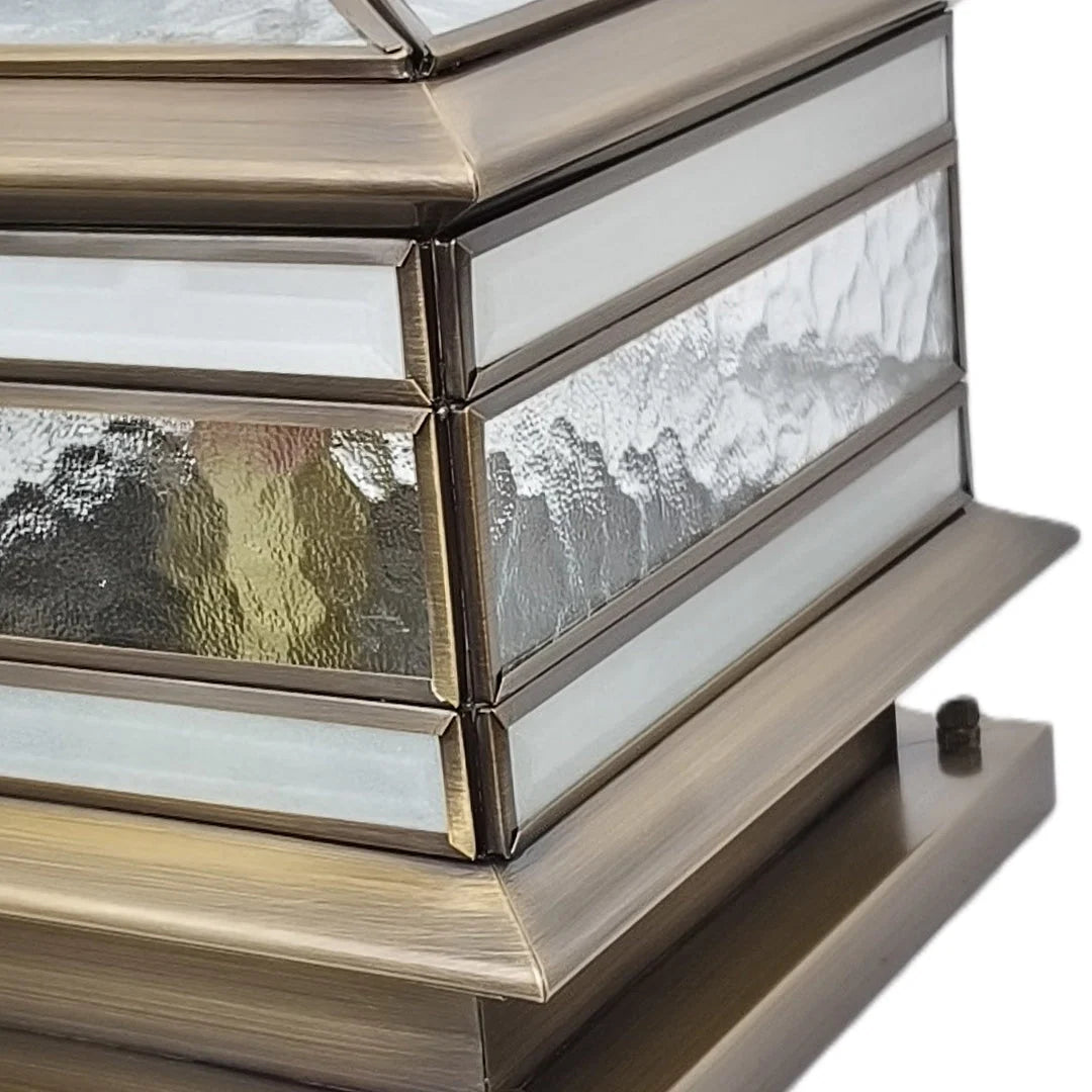 Post Light Solar or Hardwired Brass Clear Glass