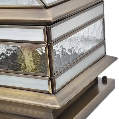 Post Light Solar or Hardwired Brass Clear Glass
