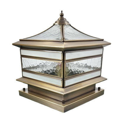 Post Light Solar or Hardwired Brass Clear Glass