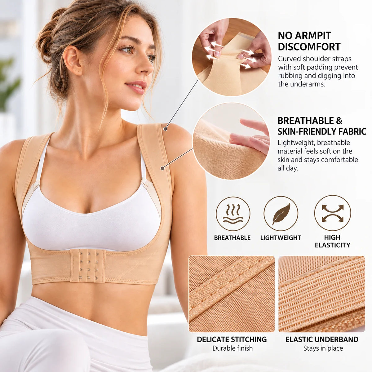 Posture Brace X-Back Adjustable Discreet Fit
