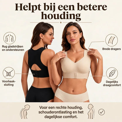 Posture Support Bra X-Shaped Back Front Hook Closure
