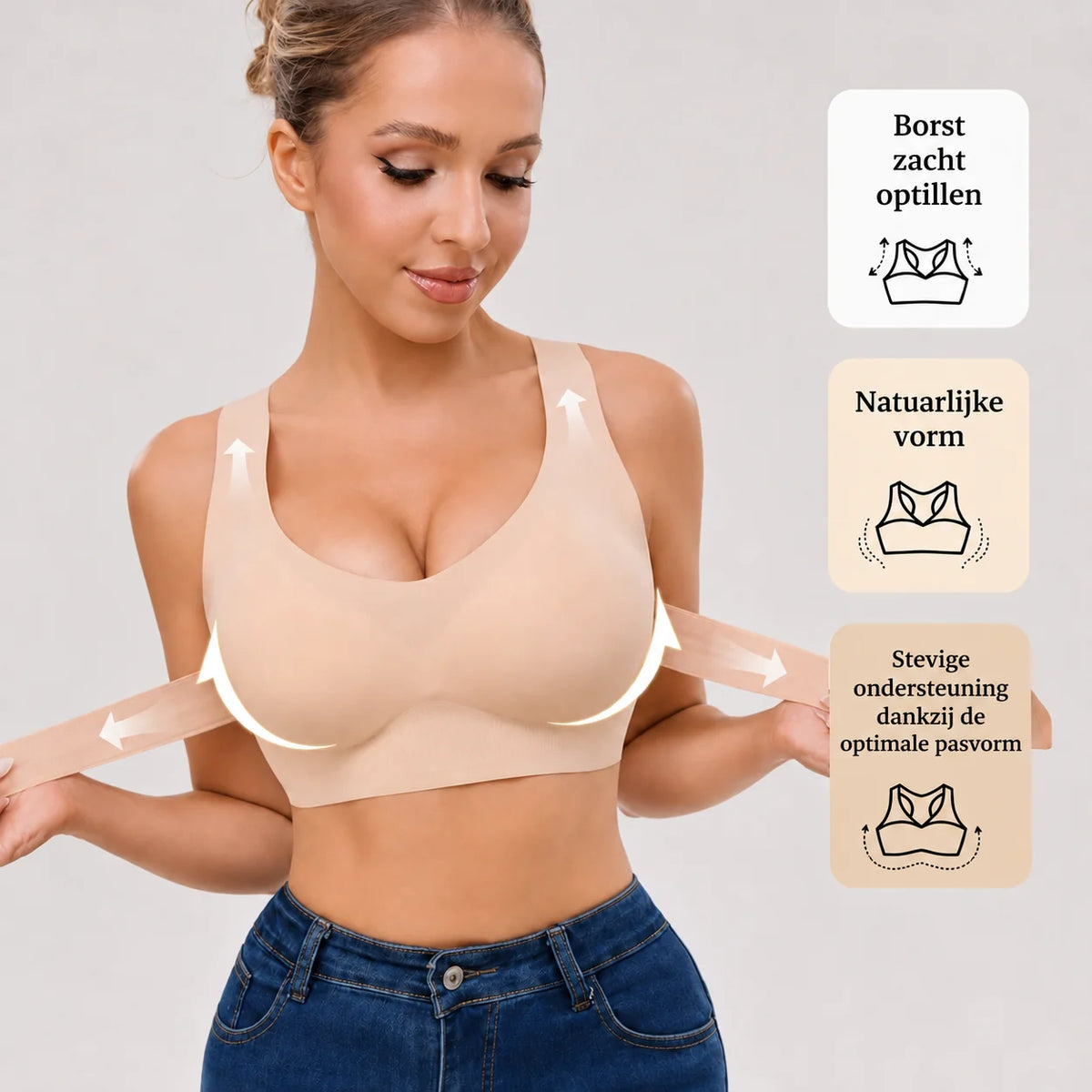 Posture Support Bra X-Shaped Back Front Hook Closure