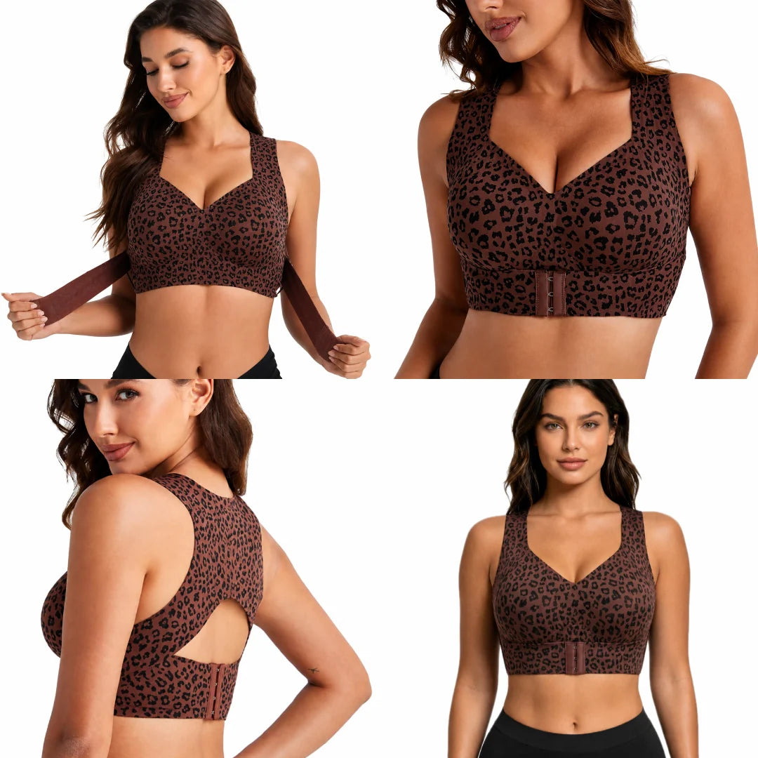 Posture Support Bra X-Shaped Back Front Hook Closure
