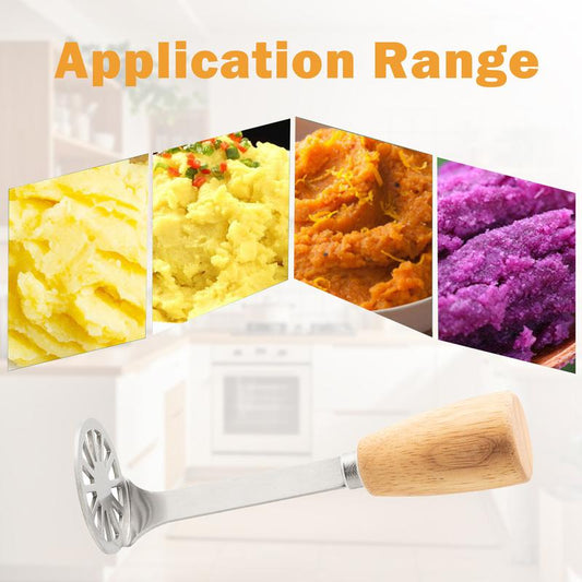 Potato Masher Stainless Steel Ergonomic Wooden Handle