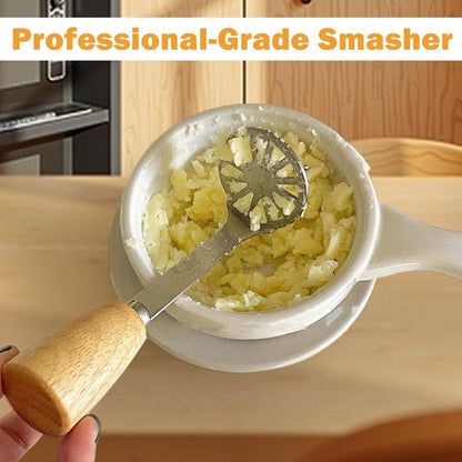 Potato Masher Stainless Steel Ergonomic Wooden Handle