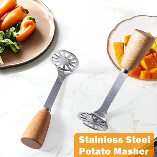 Potato Masher Stainless Steel Head & Wooden Handle