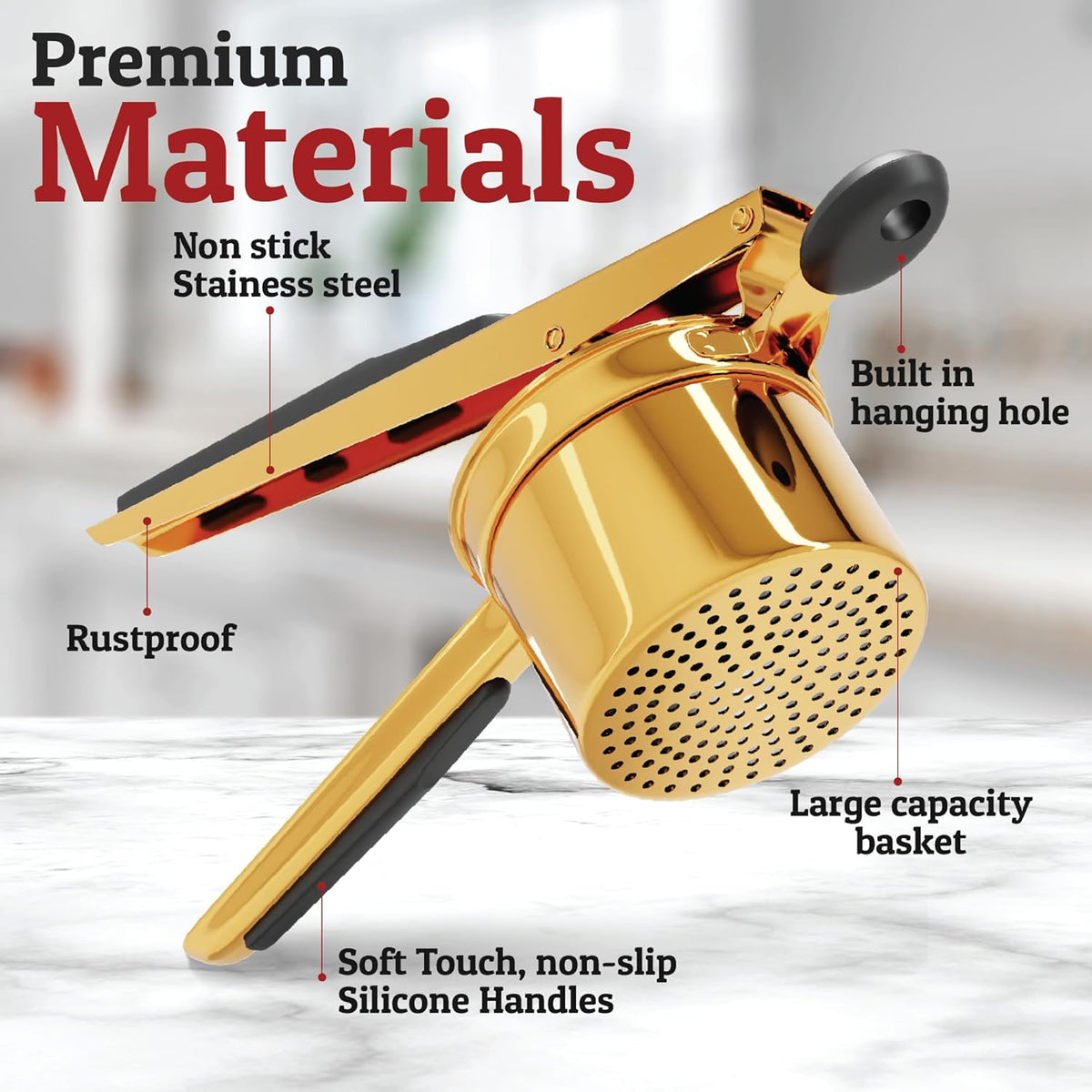 Potato Ricer Stainless Steel Fine Plate 15 Oz Capacity