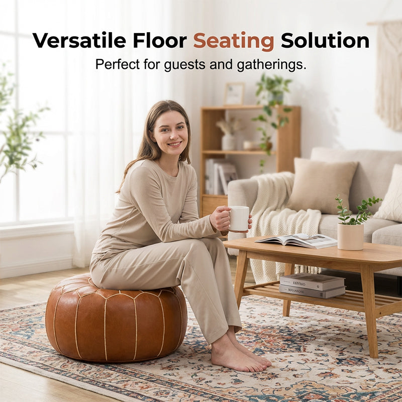 Pouf Ottoman Water-Repellent Faux Leather Hidden Storage